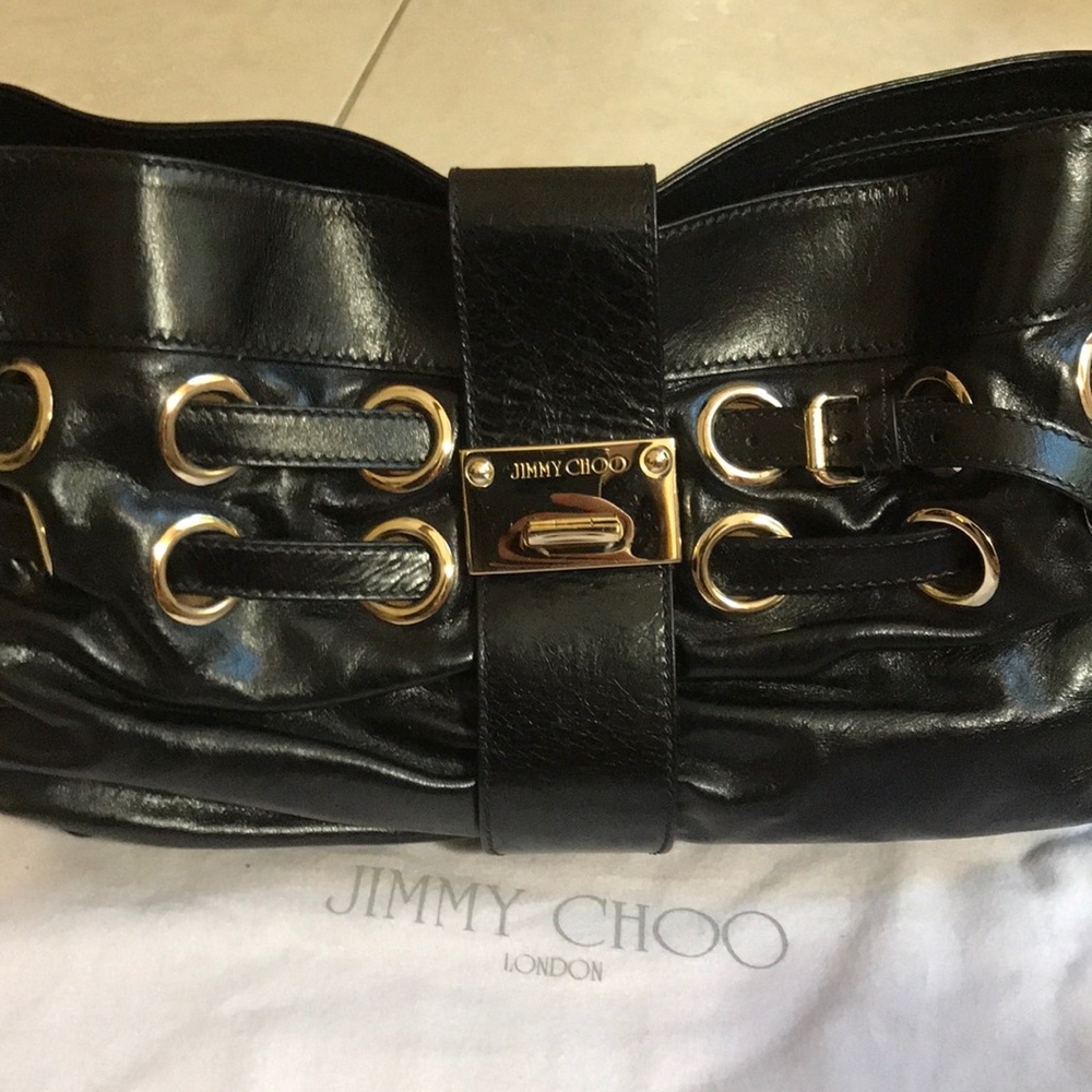 ❤️❤️ Jimmy Choo Black Leather Gold Hardware